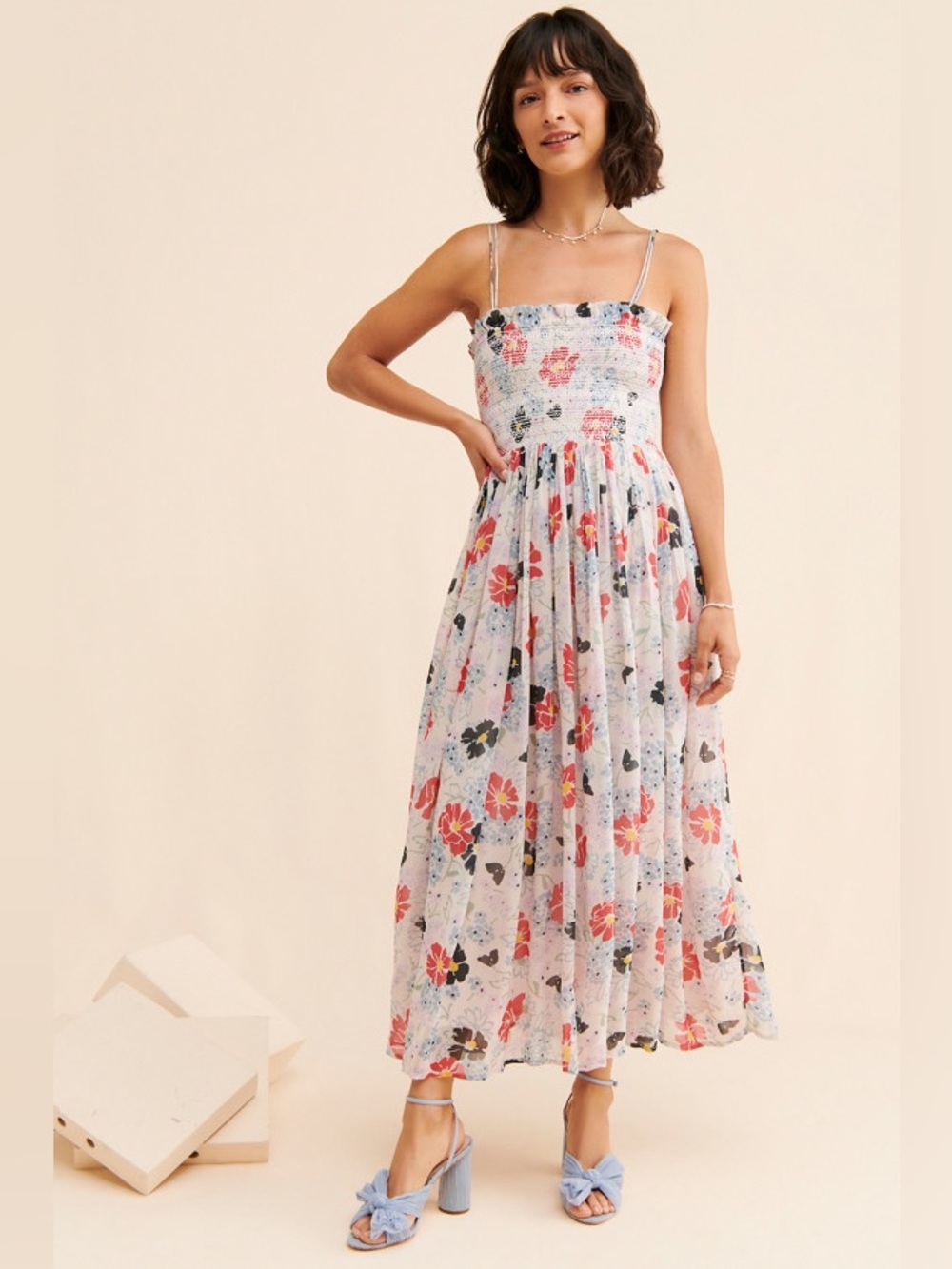 Anthropologie Lily & Lionel Floral Smocked Annie Maxi Dress Romantic Feminine sm